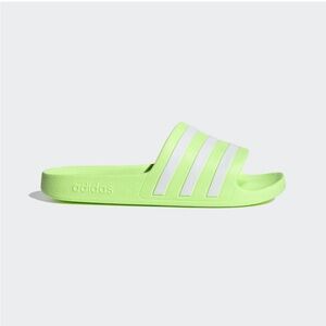 Adidas Neon Green and White Slides size 8